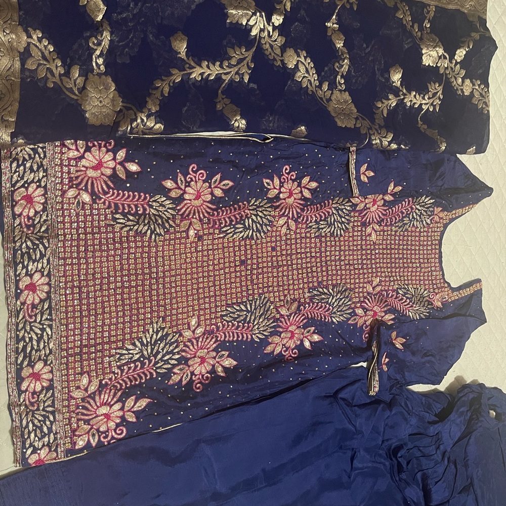 Silk patiala salwar suit banarsi dupatta